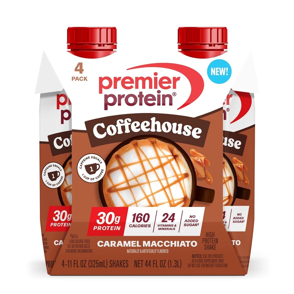 image:imagePremier Protein COFFEEHOUSE Mocha Protein Shake with Caffeine  30g Protein No Added Sugar 24 Vitamins amp Minerals Coffee Beverage for Energy GlutenFree 11 fl oz 4 PackCaramel Macchiato