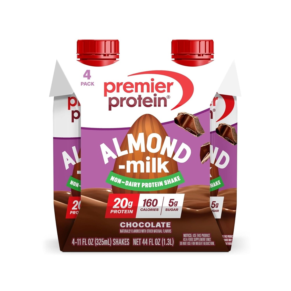 image:imagePremier Protein NonDairy Plant Based Almondmilk Protein Shake Vanilla 20g Protein 5g Sugar 11 fl oz 4 PackChocolate