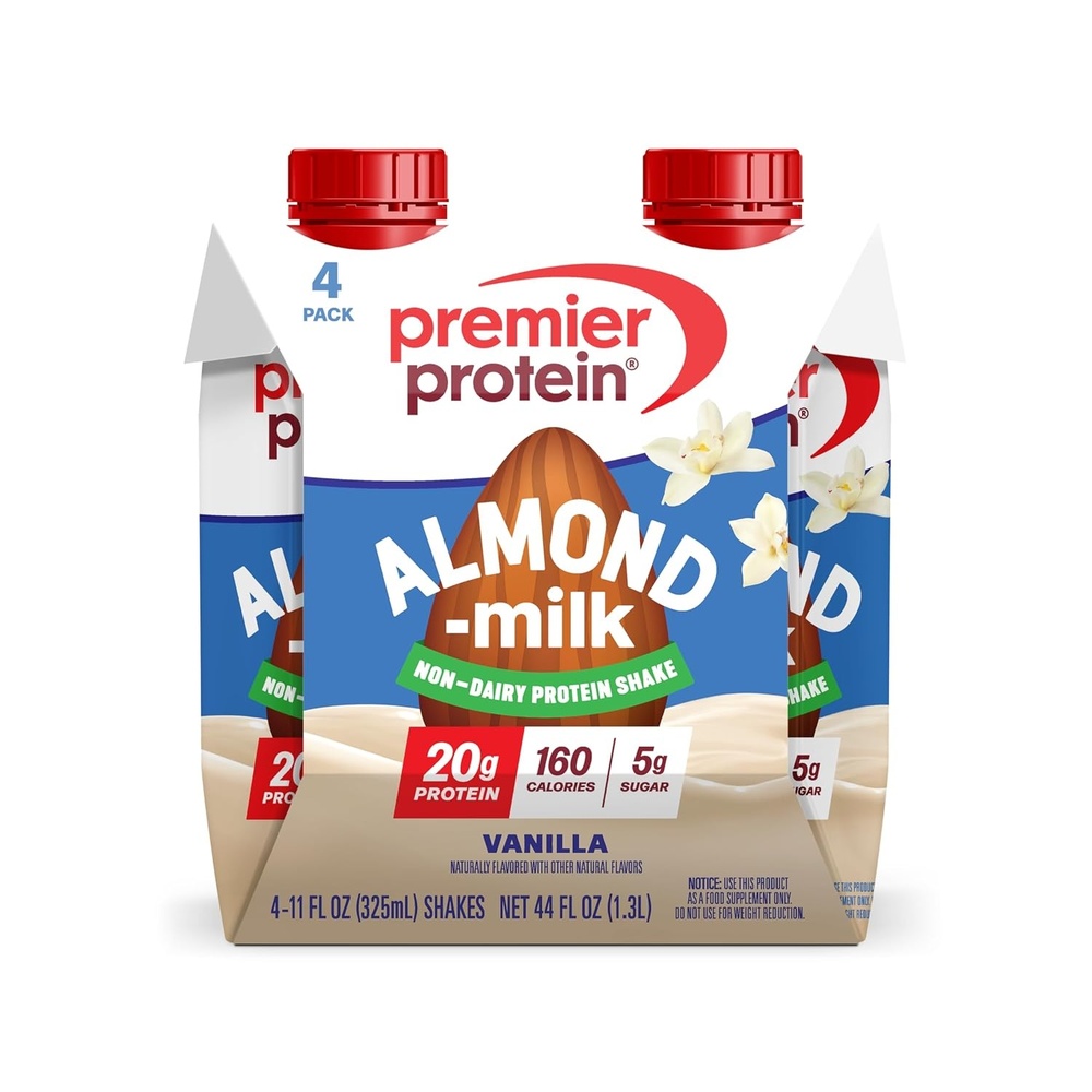 image:imagePremier Protein NonDairy Plant Based Almondmilk Protein Shake Vanilla 20g Protein 5g Sugar 11 fl oz 4 PackVanilla