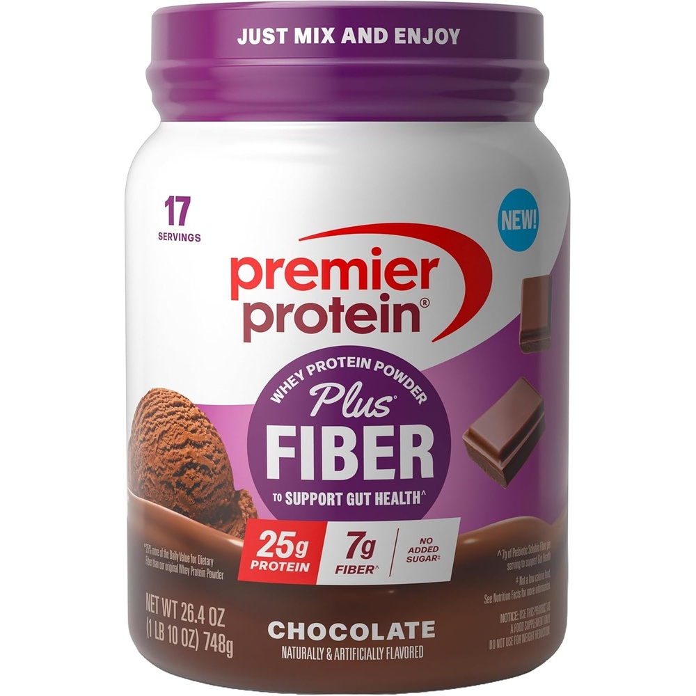 image:imagePremier Protein Powder Plus Fiber Vanilla 25g Protein 7g Fiber to Support Gut Health No Added Sugar 17 ServingsChocolate