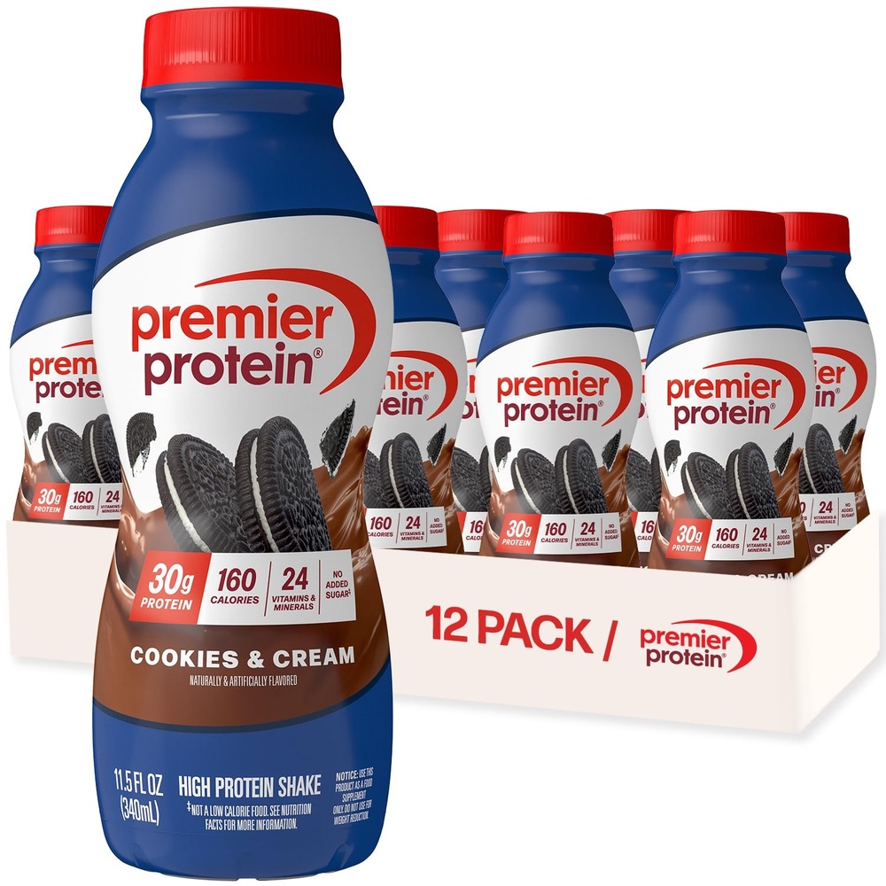 image:imagePremier Protein Shake Cookie Dough 30g Protein No Added Sugar 24 Vitamins amp Minerals to Support Immune Health GlutenFree 115 fl oz 12 PackCookies  Cream