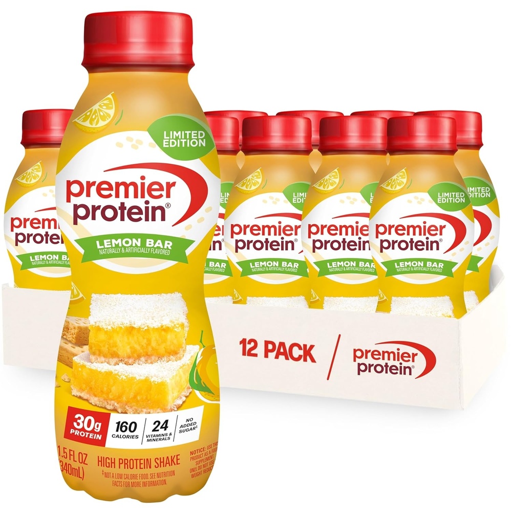 image:imagePremier Protein Shake Cookie Dough 30g Protein No Added Sugar 24 Vitamins amp Minerals to Support Immune Health GlutenFree 115 fl oz 12 PackLemon Bar