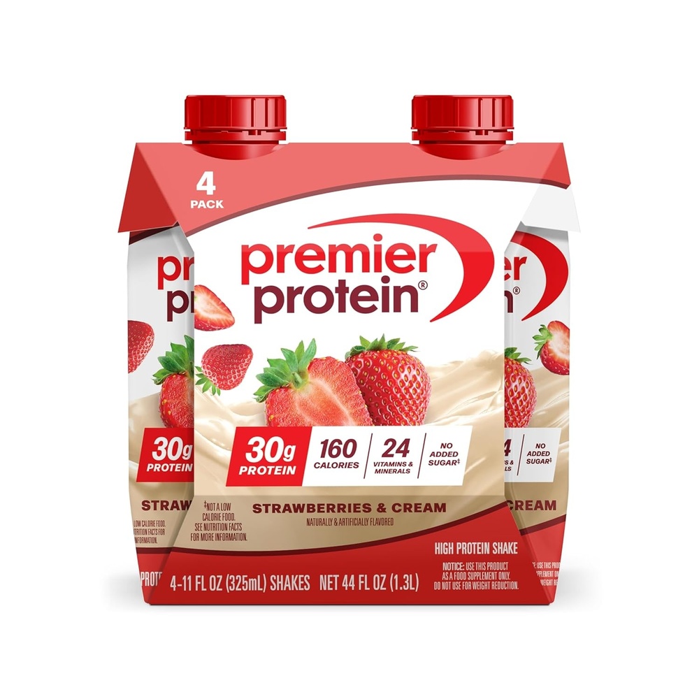 image:imagePremier Protein Shake Vanilla 30g Protein No Added Sugar 24 Vitamins amp Minerals to Support Immune Health 11 fl oz 4 PackStrawberries  Cream