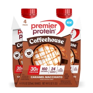 Premier Protein COFFEEHOUSE Mocha Protein Shake with Caffeine – 30g Protein, No Added Sugar, 24 Vitamins & Minerals, Coffee Beverage for Energy, Gluten-Free, 11 fl oz (4 Pack)(Caramel Macchiato)