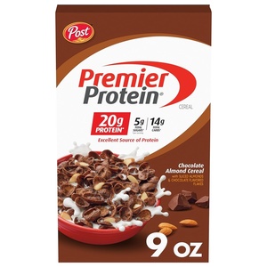 Premier Protein Chocolate Almond Cereal with Sliced Almonds, 30 oz Box | Contains 20g of Protein Per Serving(Chocolate)