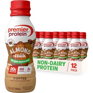 Premier Protein Non-Dairy Plant Based Almondmilk Protein Shake, Vanilla, 20g Protein, 5g Sugar, Gluten-Free, 11.5 Fl oz (12 Pack)(Coffee)