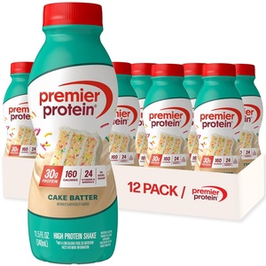 Premier Protein Shake, Cookie Dough, 30g Protein, No Added Sugar, 24 Vitamins & Minerals to Support Immune Health, Gluten-Free, 11.5 fl oz (12 Pack)(Cake Batter)