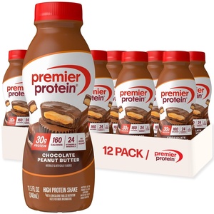 Premier Protein Shake, Cookie Dough, 30g Protein, No Added Sugar, 24 Vitamins & Minerals to Support Immune Health, Gluten-Free, 11.5 fl oz (12 Pack)(Chocolate Peanut Butter)