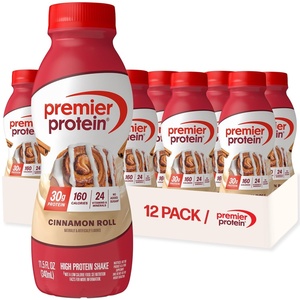 Premier Protein Shake, Cookie Dough, 30g Protein, No Added Sugar, 24 Vitamins & Minerals to Support Immune Health, Gluten-Free, 11.5 fl oz (12 Pack)(Cinnamon Roll)