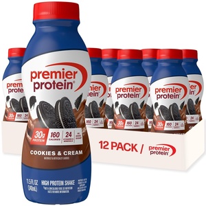 Premier Protein Shake, Cookie Dough, 30g Protein, No Added Sugar, 24 Vitamins & Minerals to Support Immune Health, Gluten-Free, 11.5 fl oz (12 Pack)(Cookies & Cream)