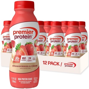 Premier Protein Shake, Cookie Dough, 30g Protein, No Added Sugar, 24 Vitamins & Minerals to Support Immune Health, Gluten-Free, 11.5 fl oz (12 Pack)(Strawberries & Cream)