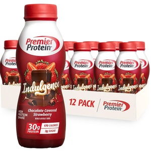 Premier Protein Shake INDULGENCE, Decadent Dark Chocolate, 30g Protein, 170 Calories, 3g Sugar, 11.5 fl oz, 12 Pack (Packaging May Vary)(Chocolate Covered Strawberry)