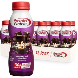 Premier Protein Shake INDULGENCE, Decadent Dark Chocolate, 30g Protein, 170 Calories, 3g Sugar, 11.5 fl oz, 12 Pack (Packaging May Vary)(Decadent Dark Chocolate)