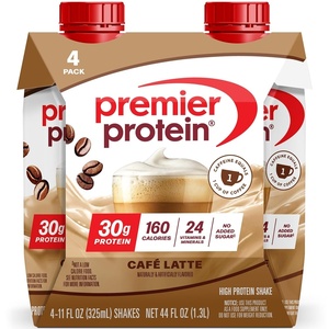 Premier Protein Shake, Vanilla, 30g Protein, No Added Sugar, 24 Vitamins & Minerals to Support Immune Health, 11 fl oz, 4 Pack(Cafe Latte)