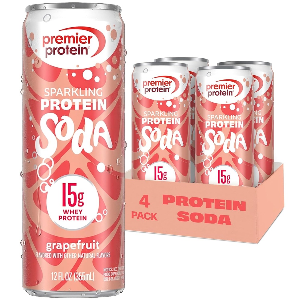 image:imagePremier Protein Sparkling Protein Soda Grapefruit 15g Whey 12 Pack  Soft Drink with Benefits 5 Ingredients No Artificial Colors or Flavors 3g Sugar 12 ozGrapefruit