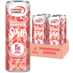 Premier Protein Sparkling Protein Soda, Grapefruit, 15g Whey, 12 Pack | Soft Drink with Benefits, 5 Ingredients, No Artificial Colors or Flavors, 3g Sugar, 12 oz(Grapefruit)