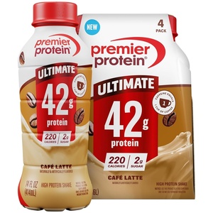 Premier Protein ULTIMATE 42g High Protein Shake, Vanilla, 12 Pack | 220 Calories, 2g Sugar, 24 Vitamins & Minerals, Supports Muscle Health, Gluten-Free, Protein Snack, 14 oz(Cafe Latte)