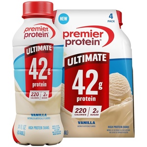 Premier Protein ULTIMATE 42g High Protein Shake, Vanilla, 12 Pack | 220 Calories, 2g Sugar, 24 Vitamins & Minerals, Supports Muscle Health, Gluten-Free, Protein Snack, 14 oz(Vanilla)